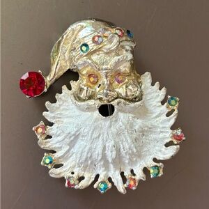 VINTAGE Santa Brooch with Aurora Borealis Rhinestones